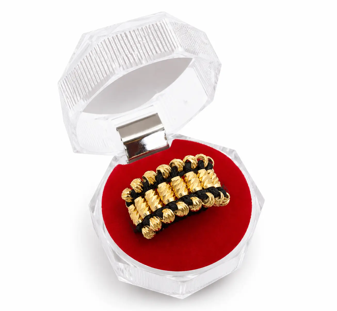 Anillo Canutillo Fulgor, tres filas de canutillos cilíndricos estriados