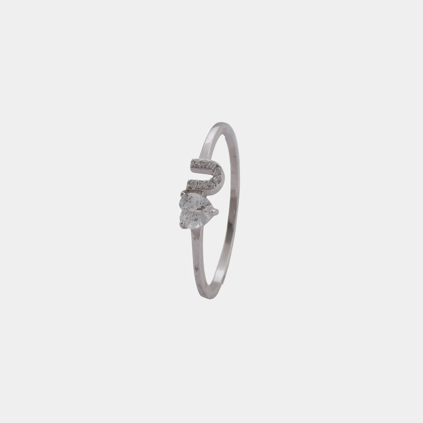 Anillo Corazón y Arco, anillo con circonia en forma de corazón y arco de circonias