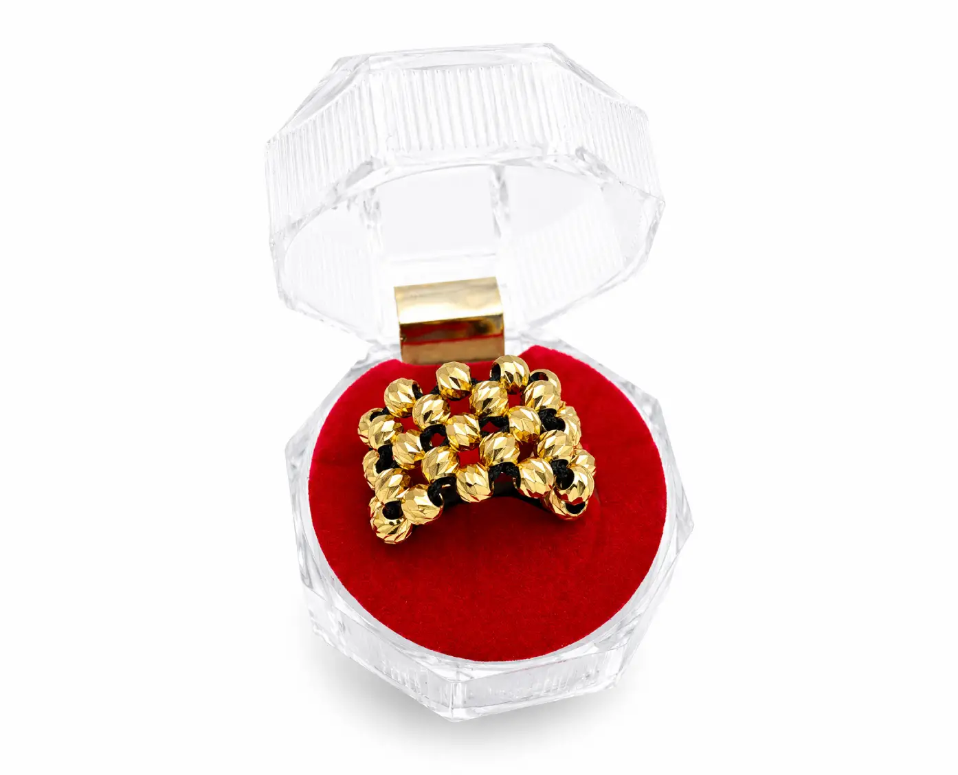 Anillo San Benito Diamantado, bolitas diamantadas y medalla San Benito