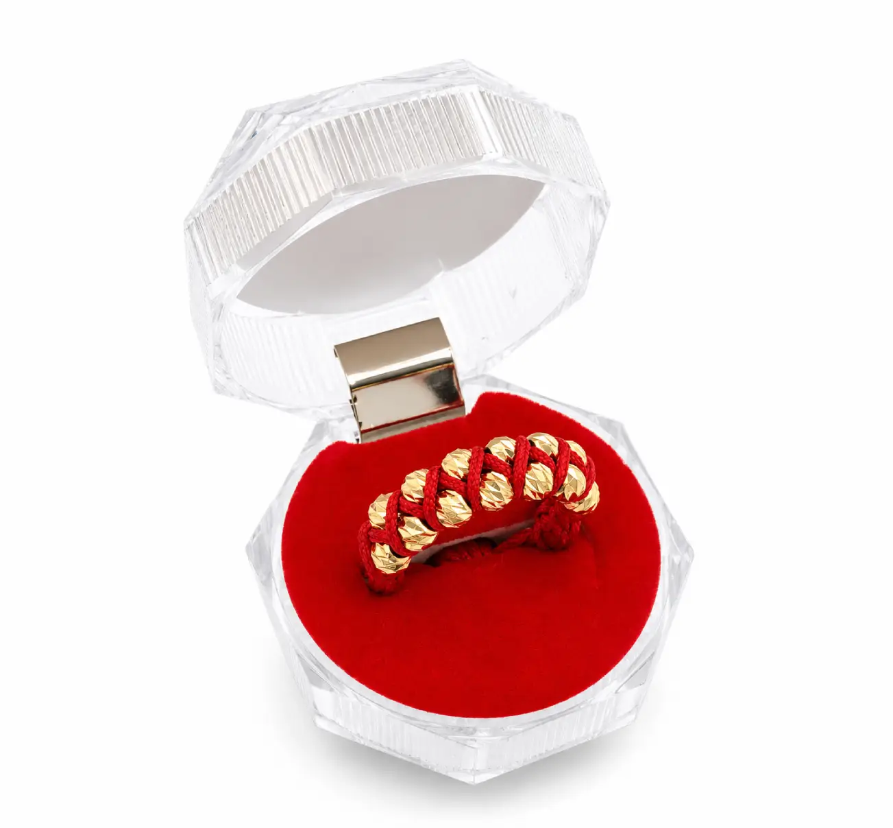 Anillo San Benito Triple Carril, tres filas de bolitas con medalla San Benito