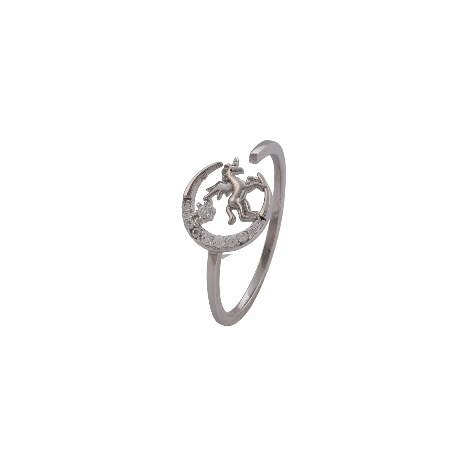 Anillo Unicornio y Luna, anillo con unicornio y luna de circonias
