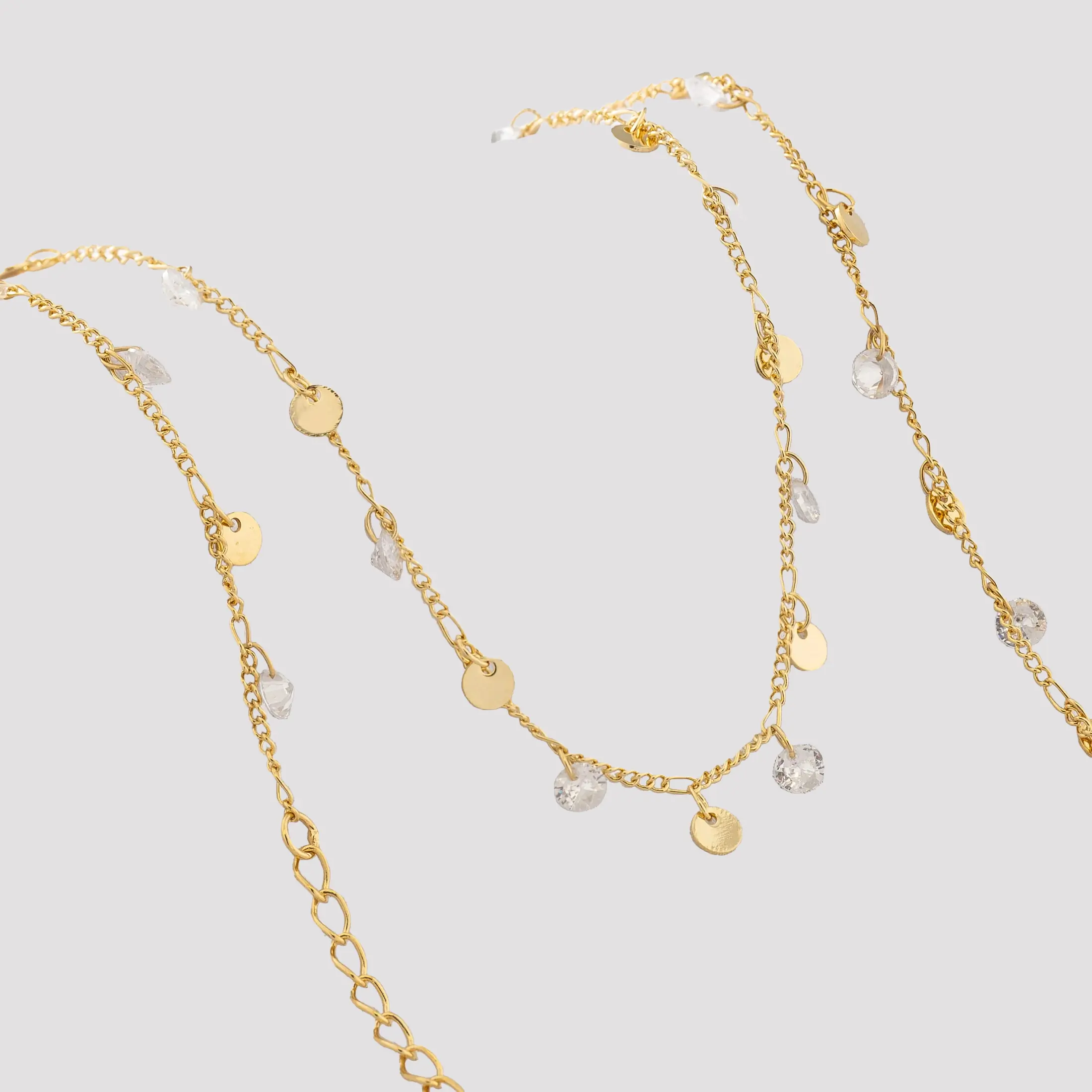 Cadena Cubana Circonias 45 cm - cadena en oro laminado 18k