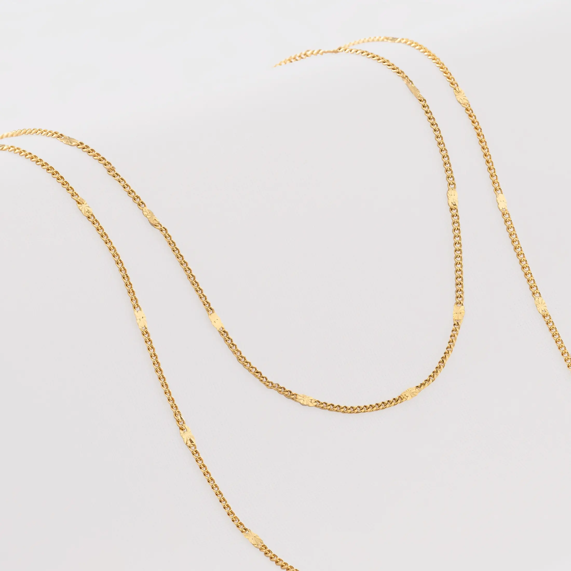 Cadena Cubana Con Destellos 60 cm - cadena en oro laminado 18k