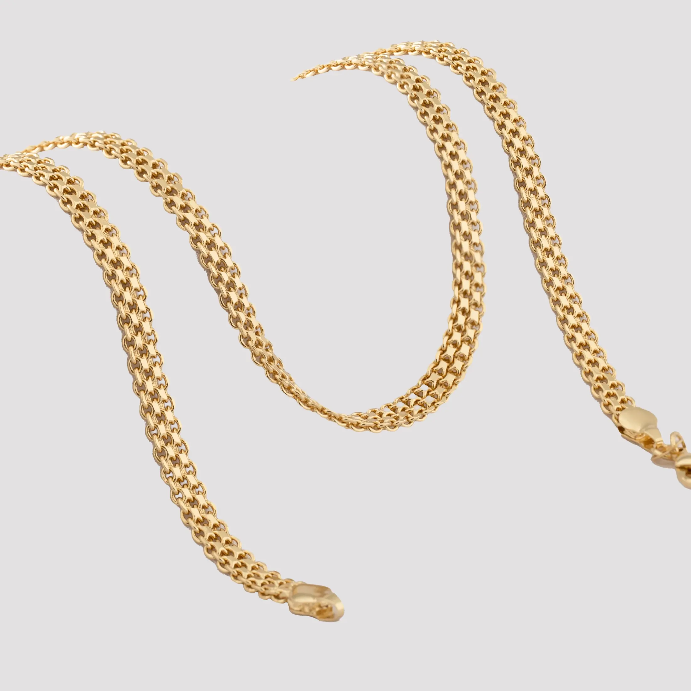 Cadena Tejido Chino Doble Carril 65 cm - cadena en oro laminado 18k