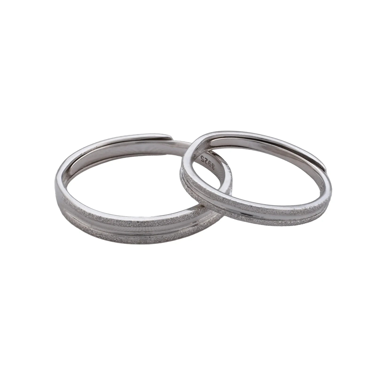 Dúo de Pareja Escarchado, par de anillos con franjas escarchadas