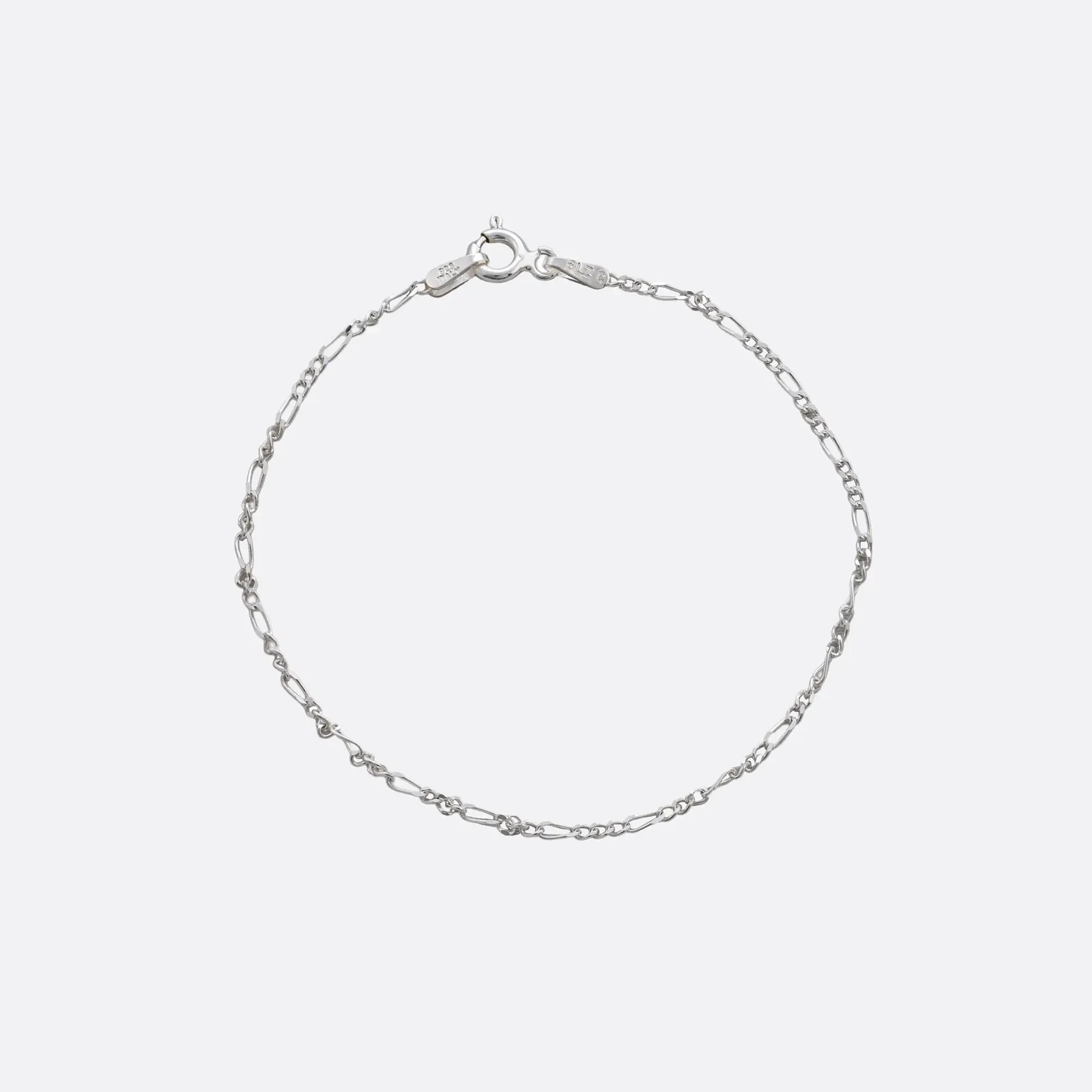 Pulsera Figaro, cadena figaro fina en plata