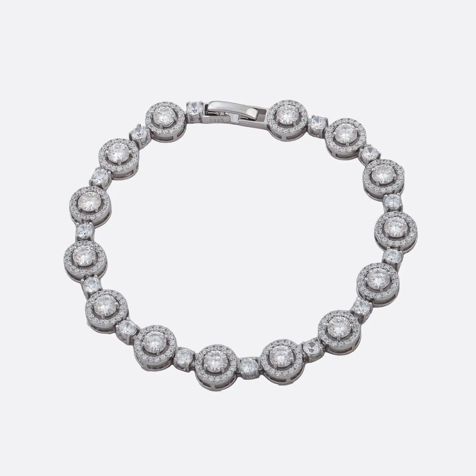 Pulsera Halo Alterno, halos de circonias alternados con piedras sueltas