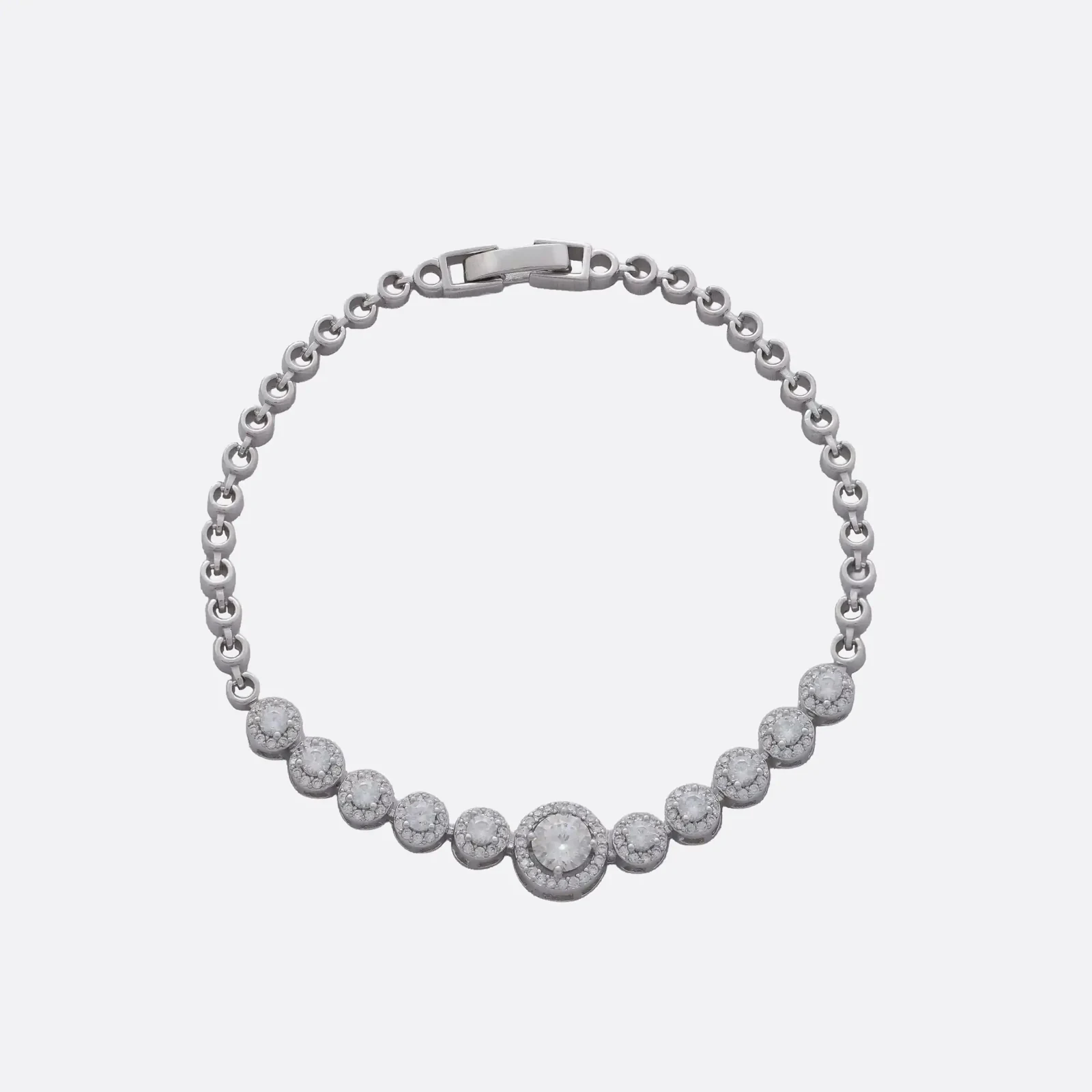 Pulsera Halo Degradé, halos de circonias en degradé sobre cadena de aros
