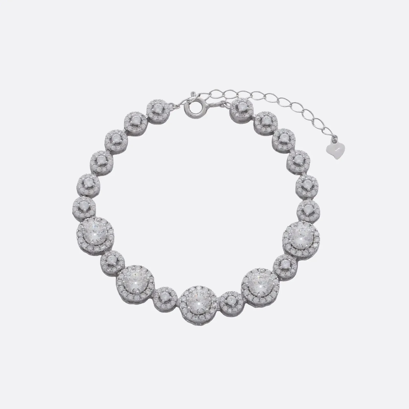 Pulsera Halo Gran Centro, halos de circonias con cinco piedras grandes al centro