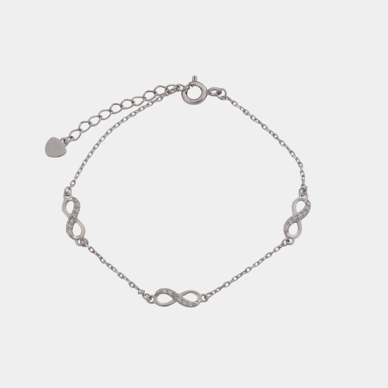 Pulsera Infinito, tres infinitos con circonias sobre cadena fina