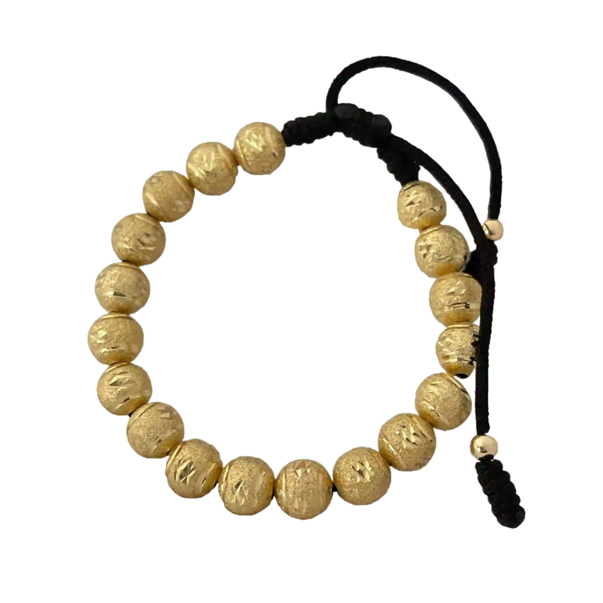 Pulsera Macramé Diamantada Grande - esferas grandes satinado-diamantadas en macramé negro