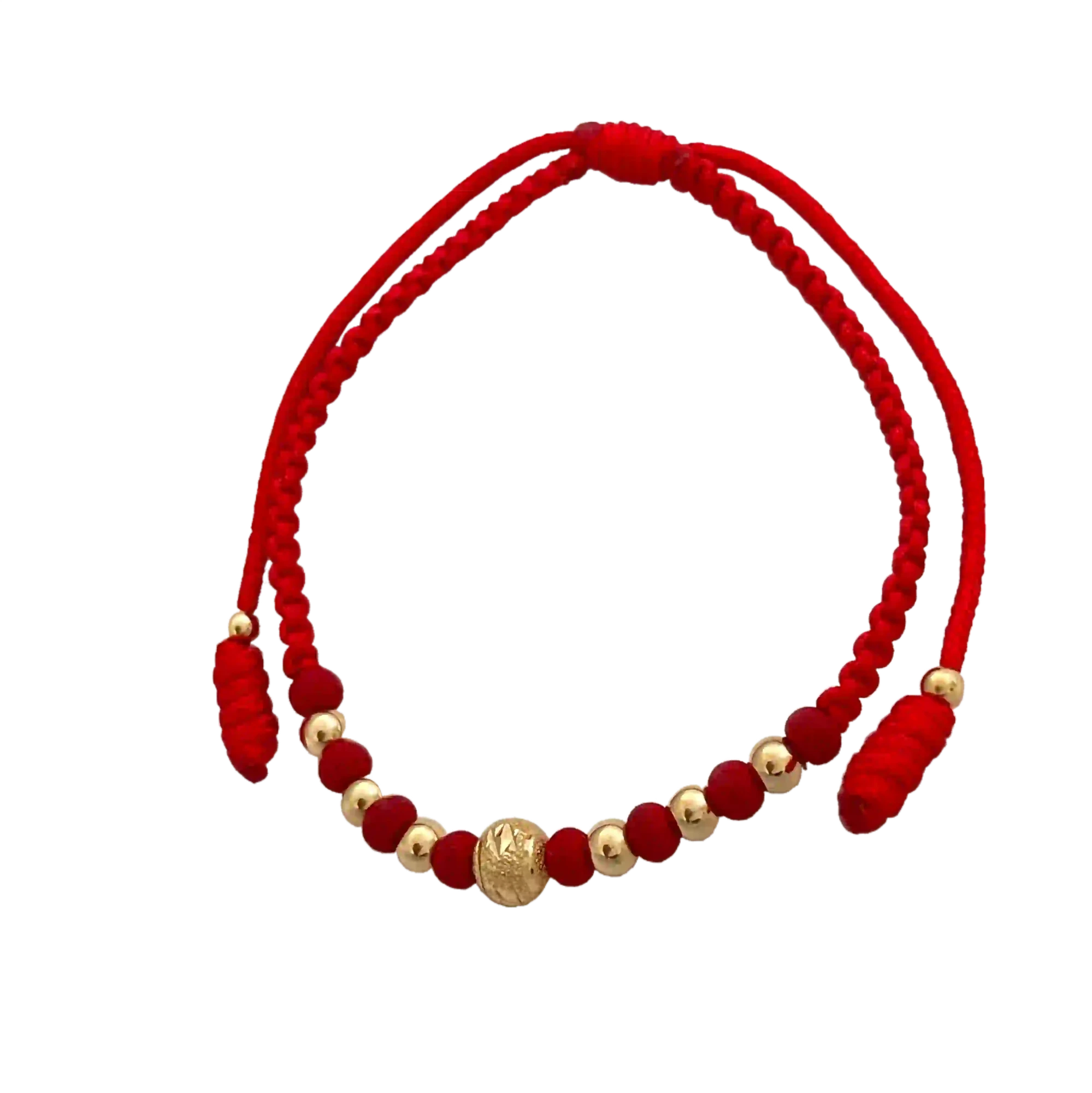 Pulsera Macramé Roja Circonia - macramé rojo con esferas lisas y rondel de circonia central