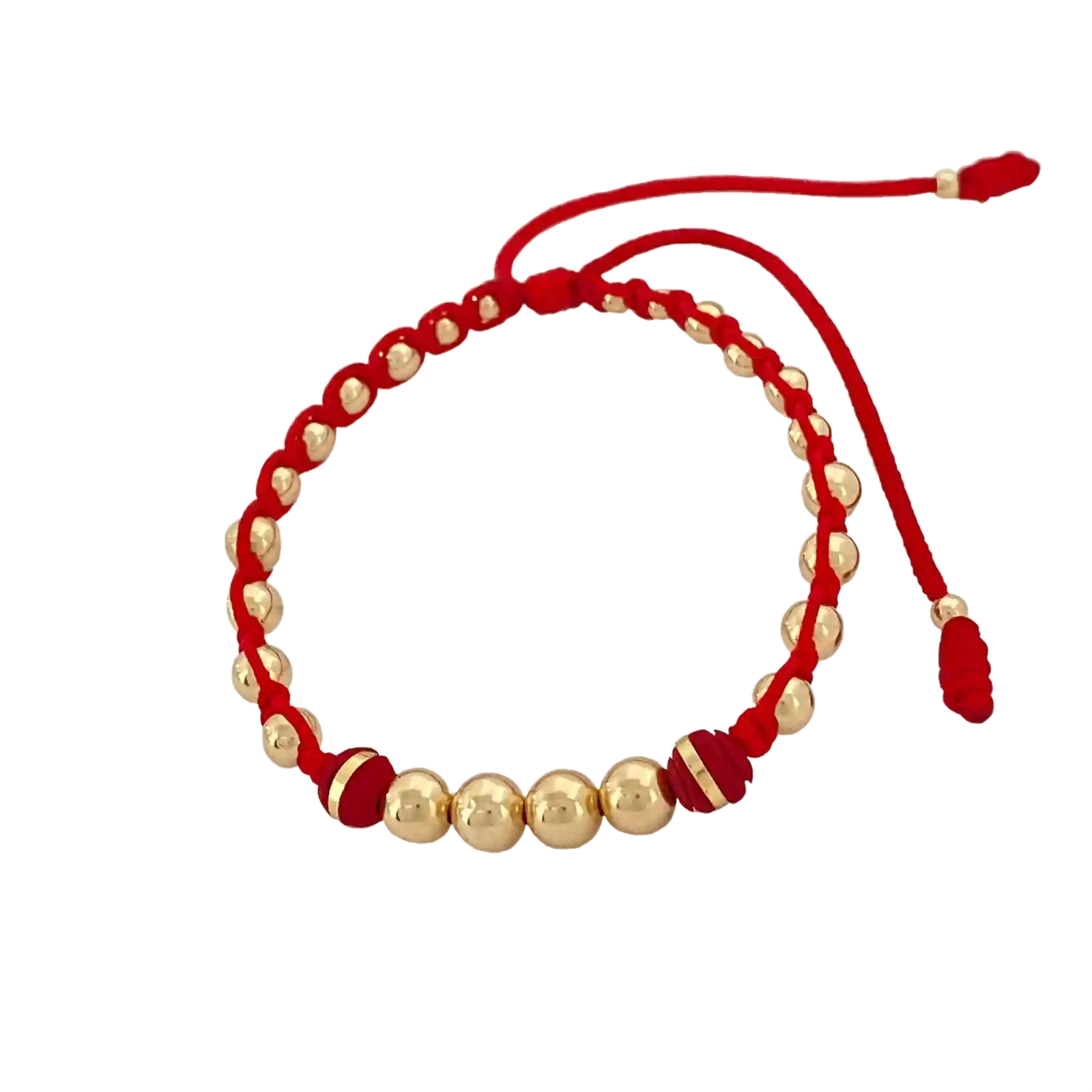 Pulsera Macramé Roja Esferas Grandes - macramé rojo con esferas grandes y separadores bicolor